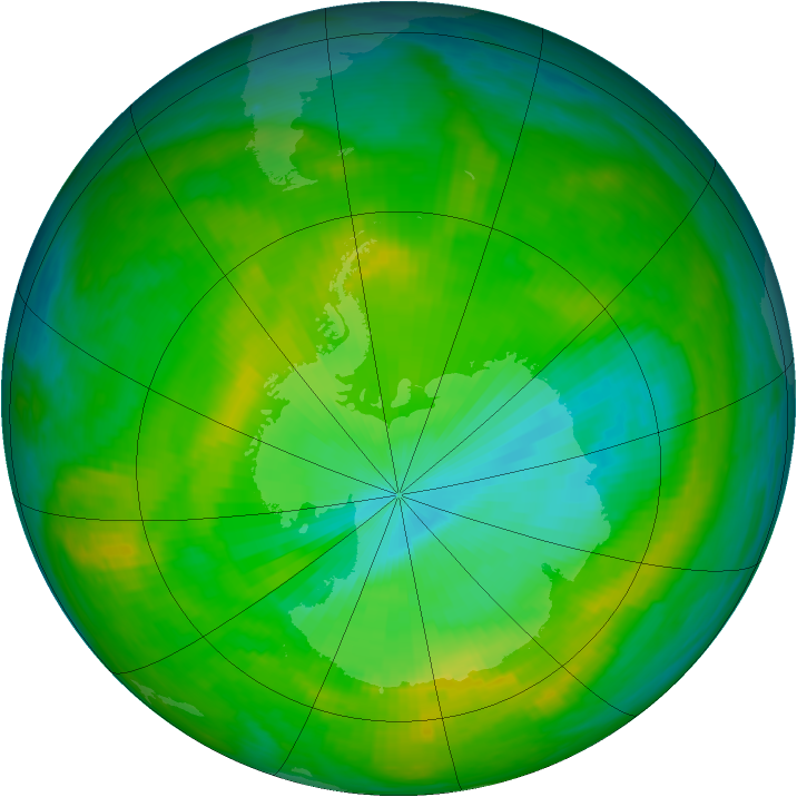 Antarctic ozone map for 03 December 1986